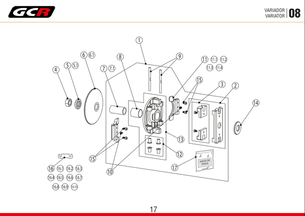 Joue fixe aluminium GCR / Aluminium drive pulley GCR