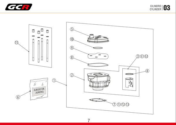 Pochette de joints haut moteur GCR malossi